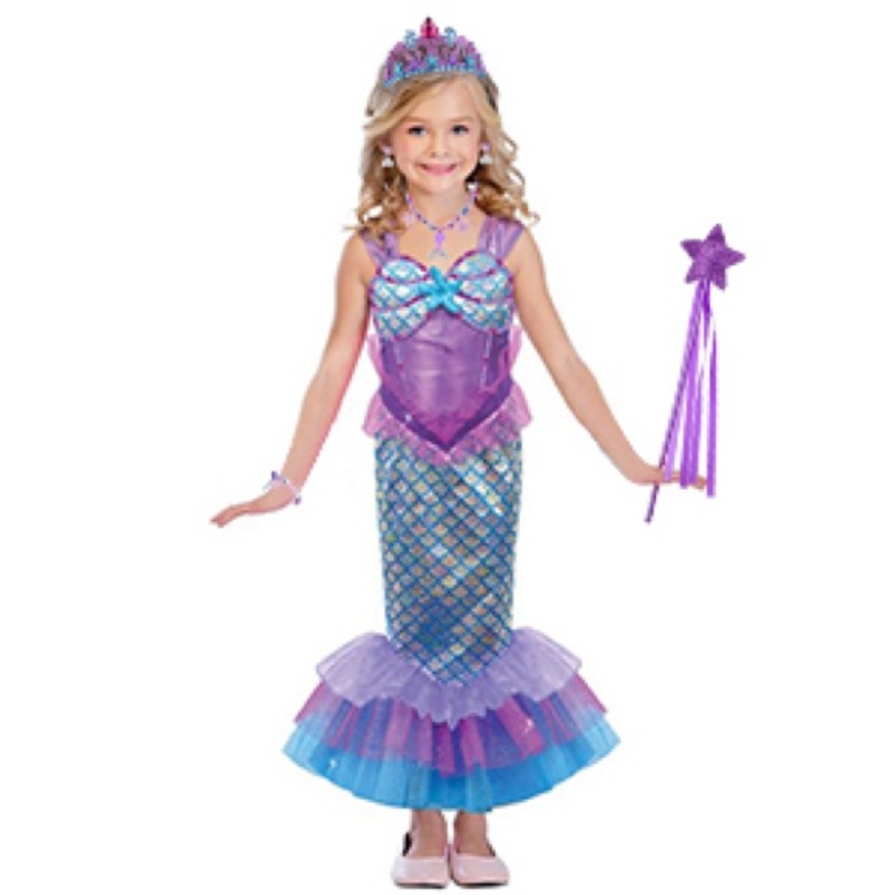 Girls 2 Piece Reversible Sequin Dazzling Mermaid Costume Medium 7/8